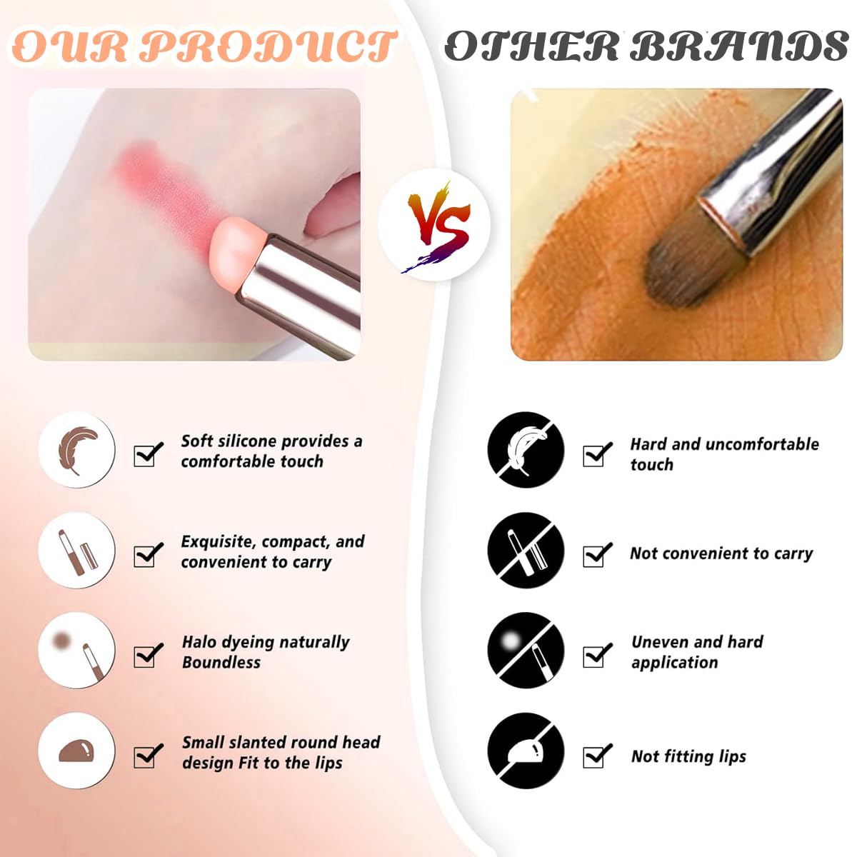 MAYCREATE 2pcs Silicone Lip Applicator Silicone Lip Brush Lip Balm Lipstick Applicator with Dustproof Cap for Lipstick, Lip Gloss, Lip Tint, Lip Mask, Concealer Applicator - Pink MAYCREATE 2pcs Silicone Lip Applicator Silicone Lip Brush Lip Balm Lipstick Applicator with Dustproof Cap for Lipstick, Lip Gloss, Lip Tint, Lip Mask, Concealer Applicator - Pink